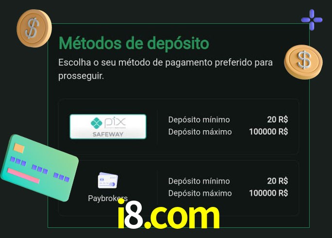 O cassino i8.com oferece uma grande variedade de métodos de pagamento